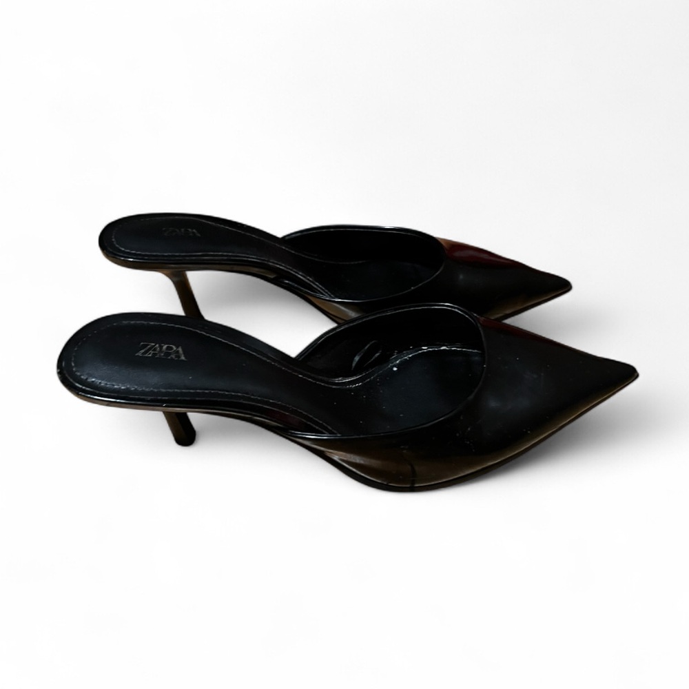 Zara Sleek Black Stiletto Mules